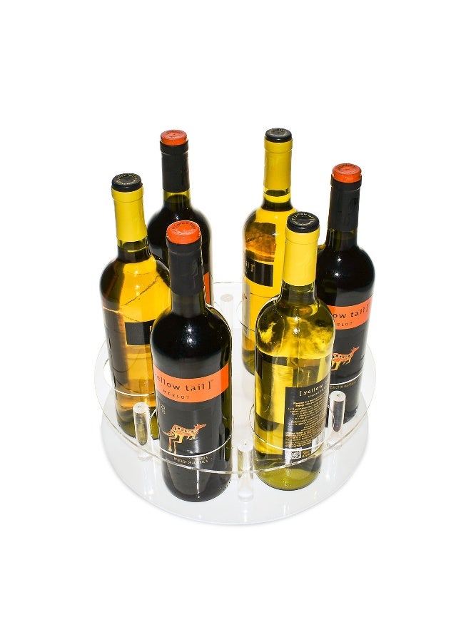 SOURCEONE.ORG Source One Deluxe Clear Acrylic 6 Wine Bottle Rotating Lazy Susan Counter Top Perfect for Bottles of Wine, Champagne, Sparkling Cider and Water - Image 3